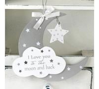 I Love You To The Moon & Back Hanging Plaque New Baby Gift Idea
