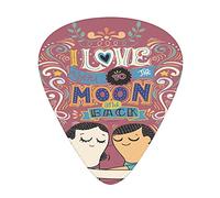 I Love You to The Moon - Juego de 12 púas universales para guitarra ABS, con cita dibujada a mano con una pareja romántica, para guitarra acústica y eléctrica