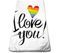 I Love You Toallas de Mano, Rainbow Color Heart Gay Cocina,Black Rainbow 15in x27in