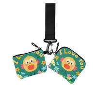 I Love Your Valentine - Carteras dobles de pulsera para mujer, diseño de pájaro de dibujos animados, pequeña bolsa desmontable con llavero para uso diario, 2 paquetes, Amo tu pájaro de dibujos