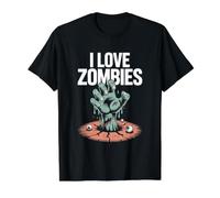 I Love Zombies Creepy Undead Gráfico Camiseta gráfica económica