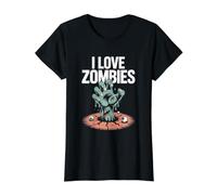 I Love Zombies Creepy Undead Gráfico Camiseta gráfica económica
