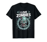 I Love Zombies Halloween Diversión aterradora Camiseta gráfica económica