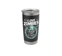 I Love Zombies Halloween Diversión aterradora Vaso térmico de acero inoxidable de doble pared