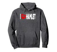 I Loveth Hamlet - Camiseta de Amor de Hamlet Sudadera con Capucha, Unisex para Adultos, Jaspeado Oscuro, S