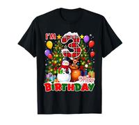I’m 3 Happy 3rd Birthday Christmas Snowman Reindeer Kids Camiseta