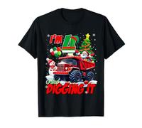 I’m 4 and Digging It Christmas Santa Truck 4th Birthday Camiseta