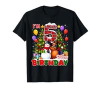 I’m 5 Happy 5th Birthday Christmas Snowman Reindeer Kids Camiseta