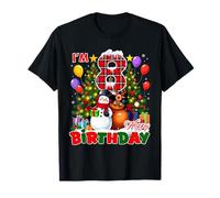 I’m 8 Happy 8th Birthday Christmas Snowman Reindeer Kids Camiseta