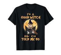 I’m a Good Witch My Cat Told Me So Golden British Hallowwen Camiseta gráfica económica, Hombre, Negro, S