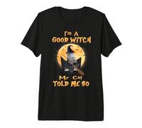 I’m a Good Witch My Cat Told Me So Grey Tabby Cat Hallowwen Camiseta Premium