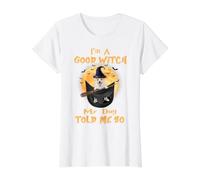 I’m a Good Witch My Dog Told Me So Corgi Dog Hallowwen Camiseta gráfica económica, Mujer, Blanco, XS