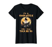 I’m a Good Witch My Dog Told Me So Corgi Dog Hallowwen Camiseta gráfica económica, Mujer, Negro, S