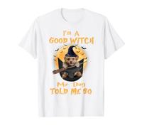 I’m a Good Witch My Dog Told Me So Poodle Dog Hallowwen Camiseta gráfica económica, Hombre, Blanco, L