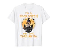 I’m a Good Witch My Dog Told Me So Poodle Dog Hallowwen Camiseta gráfica económica, Hombre, Blanco, S