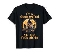 I’m a Good Witch My Dog Told Me So Poodle Dog Hallowwen Camiseta gráfica económica, Hombre, Negro, S