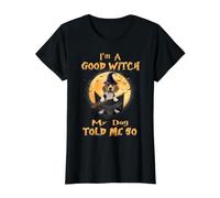 I’m a Good Witch My Dog Told Me So Poodle Dog Hallowwen Camiseta gráfica económica, Mujer, Negro, S