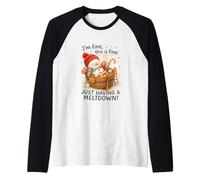 I’m Fine This Is Fine Snowman Just Having A Meltdown Camiseta Manga Raglan