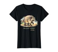I’m Just Vibin’ Jimothy Viral Raccoon tee Raccoon Seattle Camiseta gráfica económica, Mujer, Negro, M