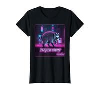 I’m Just Vibin’ Jimothy Viral Raccoon tee Raccoon Seattle Camiseta gráfica económica, Mujer, Negro, XS