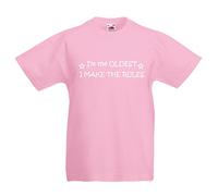 I 'm la más antigua I Make The Rules Camiseta De Bebé Rosa Niñas sibling Rivalry para bebé disponible en tamaños 0 - 6 meses a 14 - 15 años rosa rosa Talla:9-11 años