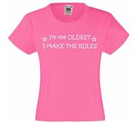 I 'm la más antigua I Make The Rules rosa camiseta de las niñas de los Hermanos rivalidad para bebé disponible en tamaños 0 - 6 meses a 14 - 15 años rosa rosa Talla:5-6 años