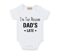 I 'm la razón Dad' s tarde blanco manga corta Body y gorro para bebé nuevo bebé Funny azul azul Talla:0-3 Meses