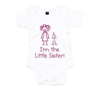 I 'm The Little Sister, color blanco con rosa bebé Grow Cute Stick People body de nuevo bebé Little hermana regalo Talla:6-12 meses