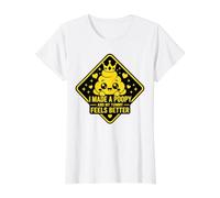 I Made A Poopy and My Tummy Feels Better - Inappropriate Camiseta gráfica económica, Mujer, Blanco, L