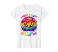 I Made A Poopy and My Tummy Feels Better - Inappropriate Camiseta gráfica económica, Mujer, Blanco, M