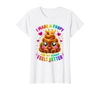 I Made A Poopy and My Tummy Feels Better - Inappropriate Camiseta gráfica económica, Mujer, Blanco, S