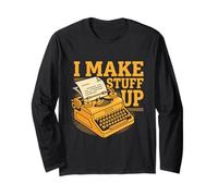 I Make Stuff Up Vintage Máquina de Escribir Escritor Autor Periodista Manga Larga