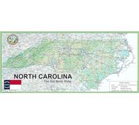 I MAPS USA State Maps Mapa del estado físico de Carolina del Norte Tamaño 62,2 x 27,6 cm Papel laminado
