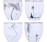I-MART Juego de 4 tazas de té de cerámica china Kung Fu, juego de tazas de té, 5 onzas