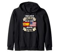 I May Live In The USA But My Story Began In España Bandera de Estados Unidos Sudadera con Capucha