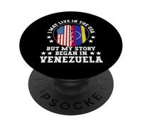 I May Live In The USA But My Story Began In Venezuela PopSockets PopGrip Adhesivo