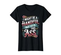 I Might Be A Handful But So Is This Ass Gym Squat Fit - Camiseta gráfica económica, Mujer, Negro, XS
