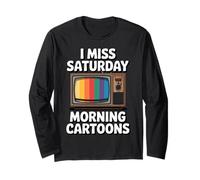 I Miss Saturday Morning Caricaturas 80s Nostalgia Manga Larga