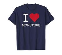 I Monstruos del Corazón, Amo Monstruos Camiseta, Hombre, Azul Marino, XL