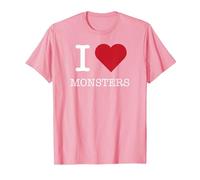 I Monstruos del Corazón, Amo Monstruos Camiseta, Hombre, Rosado, XXL