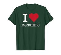 I Monstruos del Corazón, Amo Monstruos Camiseta, Hombre, Verde Bosque, XXL