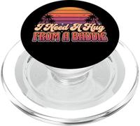 I Need A Hug from A Baddie Retro Sunset Divertido PopSockets PopGrip para MagSafe