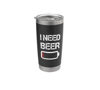 I Need Beer Funny No Power Battery Beer Lover Beber Vaso térmico de acero inoxidable de doble pared