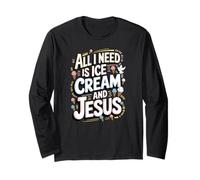 I Need Ice Cream and Jesus Christian Humor Manga Larga