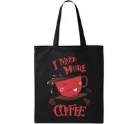 I Need More Coffee - Bolsa de algodón ecológico natural para taza y frijoles, color negro, Black, Talla única