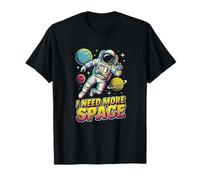 I Need More Space Funny Retro Astronauta Pop Art Comic Style Camiseta