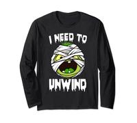 I Need To Unwind Tee Shirt Womens Funny Zombie Halloween Manga Larga