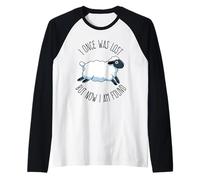 I Once Was Lost But Now I Am Found Verso de la Biblia Cristiano Camiseta Manga Raglan