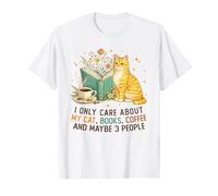 I Only Care About My Cat Coffee Books and 3 People Reading Camiseta
