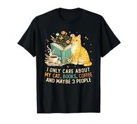 I Only Care About My Cat Coffee Books and 3 People Reading Camiseta